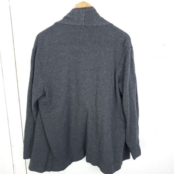 J Crew Sweater Womens L Cardigan Oversized Draped Collar Dark Gray Mid Weight - Picture 9 of 9